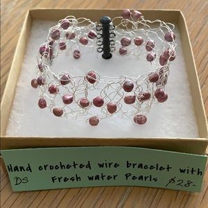 Wire Bracelet with Fresh Water Pearls